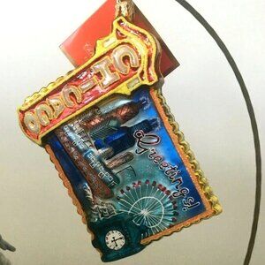 ✨ NEW Authentic Christopher Radko CHICAGO Greetings Postcard Rare Glass Ornament